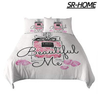 SR-HOME Duvet Cover Set Fashion Women Bedding Sets Perfume And Rose Petals Pattern 3 Pieces