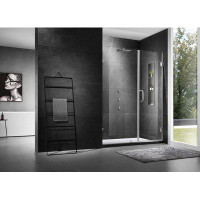 MoSweet 57" W x 76" H Hinged Frameless Shower Door with Crystal X Technology