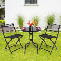 Hokku Designs 3 Pieces Folding Bistro Table Chairs Set For Indoor And Outdoor