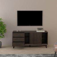 Latitude Run® Luntsford Tv Stand With Sliding Doors And Drawers In Dark Brown