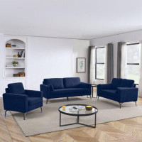 Ivy Bronx 3 Piece Living Room Sofa Set, Including 3-Seater Sofa, Loveseat And Sofa Chair, With Two Small Pillows, Cordur