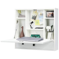 Latitude Run® Wall Mounted Floating Desk Foldable To Save Space