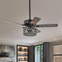 Rosdorf Park 52'' Tankersley 5-Blade Outdoor Integrated Standard Ceiling Fan with Remote Control and Light Kit Included