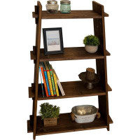 RIKNIO Handmade Rustic Bookshelves, 4-Tier Wood Bookcase, 40 Inch Industrial Ladder Bookshelf, Free Standing Home Décor