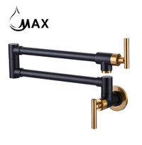 Pot Filler Faucet Double Handle Commercial Wall Mounted 26 With Accessories Matte Black, Brushed Gold Finish