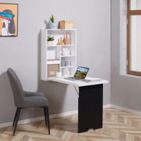 Wall-Mount Desk 23.5"x37.25"x57.75" White and Black