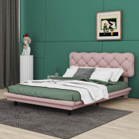 Red Barrel Studio Diamanto Full Size Upholstered Bed With Light Stripe, Floating Platform Bed