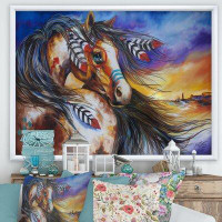 Made in Canada - East Urban Home 5 Feathers Indian War Horse - Picture Frame Print on Canvas