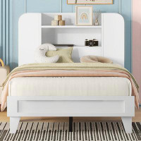 Latitude Run® Full Size Bed with Storage Headboard and Multiple Shelves on Both Sides
