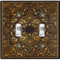 WorldAcc Metal Light Switch Plate Outlet Cover (French Victorian Frame Black 6 - Double Toggle)