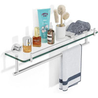 Ivy Bronx Bathroom Glass Shelf with Towel Rack