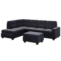 Latitude Run® 80"Wide Reversible Sofa And Chaise Longue, Black