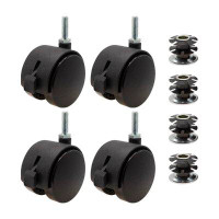 Outwater 1-1/4" Round Metal Double Star Caster Inserts | 5/16-18 X 1" Threaded Stem | 2-3/8" Swivel Hooded Twin Wheel Ca