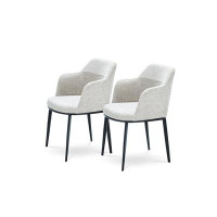 Corrigan Studio Set Of 2 Linen Upholstered Armrests Dining Chairs