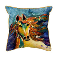 Union Rustic Colourful Horse 22X22 Extra Large Zippered Indoor/Outdoor Pillow