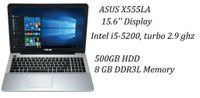 ASUS X555LA 15.6-inch Intel core i5 turbo 2.9GHz, 8GB , 500GB + McOffice Pro 2016 open box /la boite ouverte