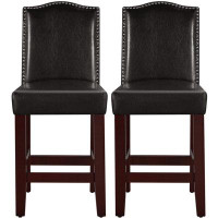Red Barrel Studio Classic Upholstered Faux Leather Bar & Counter Stools (Set Of 2)