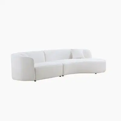 Hokku Designs Upholstery Curved Sofa with Chaise 2-Piece Set White