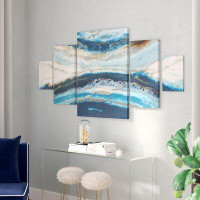 Ivy Bronx Midnight Tide Blue Abstract 5-piece Canvas Wall Art Set