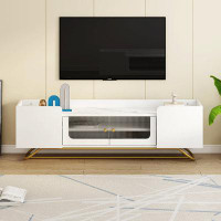 Mercer41 Contemporary Sleek Design TV Stand With Fluted Glass For Tvs Up To 65"
