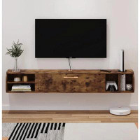 My Lux Decor Home Furniture For Television 76'' Wall Mounted TV Cabinet Floating Shelves With 4 Cabinets Wood Tv Stand L