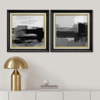 SIGNLEADER SIGNLEADER Premium Framed Wall Art Geometric Abstract Black & Grey Paint Stroke Classic Vintage Illustrations