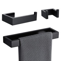 NIERBO 3-piece Matte Black Bathroom Hardware Towel Ring Set