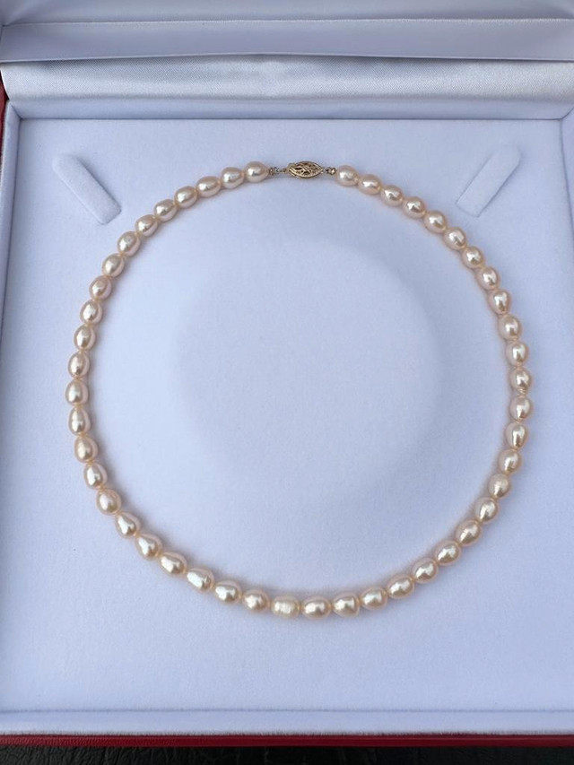 #418 - 14k Yellow Gold, Chinese Freshwater Pearl Necklace, 16” Length in Jewellery & Watches