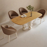 PULOSK 70.87" Burlywood Solid Wood Oval Dining Table