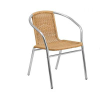 Bay Isle Home™ Bay Isle Home™ Commercial Aluminum And Beige Rattan Indoor-outdoor Restaurant Stack Chair