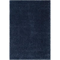 Eider & Ivory™ Non-Shedding Living Room Bedroom Dining Room Entryway Plush 2-Inch Thick Rug Navy