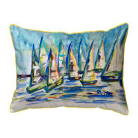 East Urban Home Many Sailboats Indoor/Outdoor Pillow