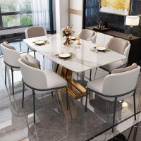 dreamlify Light luxury rock plate dining table and chair combination 7
