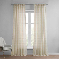 Highland Dunes Larsen Faux Linen Sheer Curtains for Bedroom, Living Room Curtains for Large Window Single Panel Drape