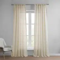 Highland Dunes Larsen Faux Linen Sheer Curtains for Bedroom, Living Room Curtains for Large Window Single Panel Drape