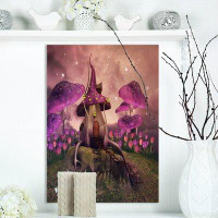 East Urban Home Fantasy Mushrooms on a Hill - Wrapped Canvas Print