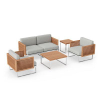 NewAge Products Outdoor Furniture Monterey 4 Seater Patio Chat Set with Coffee Table & Side Table