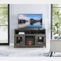 Gracie Oaks TV Stand with Electric Fireplace, Storage Cabinet and Adjustable Shelves