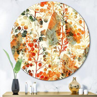 Red Barrel Studio Grass And Feathers In Autumn Colours - Traditional Metal Circle Wall Art