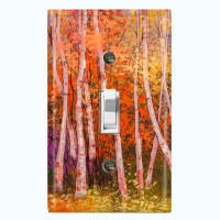 WorldAcc Colorful Forest Trees Orange Nature Themed 1 - Gang Toggle Light Switch Standard Wall Plate