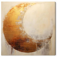Ivy Bronx Astronomy and Space Vintage Abstract Moon Modern & Contemporary Gold Canvas Wall Art Print