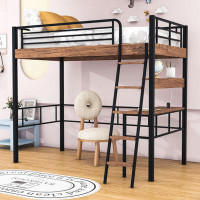 Mason & Marbles Analise Metal Loft Bed With Built-In Desk And Shelf
