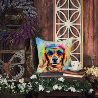 East Urban Home Dachshund Hippie Dawg Fabric Decorative Pillow