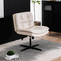 Latitude Run® Large Size Armless Home Office Desk Chair Vanity Chair No Wheels