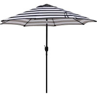 Latitude Run® 9' Outdoor Aluminum Patio Umbrella, Striped Patio Umbrella, Market Striped Umbrella With Push Button Tilt