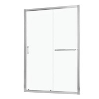 COUOKO 48" W X 72"H Semi-Frameless Shower Door Single Sliding Shower Enclosure, Brushed Nickel