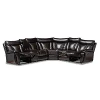 Lefancy.net Lefancy Dark Brown Faux Leather Upholstered 6-Piece Reclining Sectional Sofa