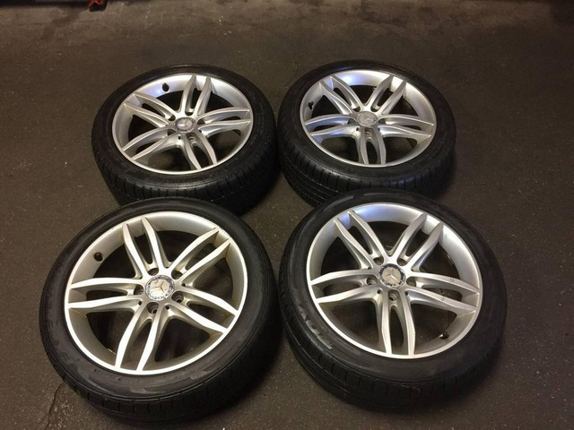 17in MERCEDES BENZ C CLASS USED STAGGERED ALL SEASON PACKAGE OEM RIMS 225/45R17 245/40R17 MICHELIN TOYO TREAD LIFE 90% in Tires & Rims in Toronto (GTA)