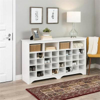 Trent Home Trent Home Engineered Wood 36 Cubby Versatile Wooden Shoe Cubby Console In White