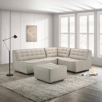 Latitude Run® Edrina Grey Leather Modular Corner Sofa